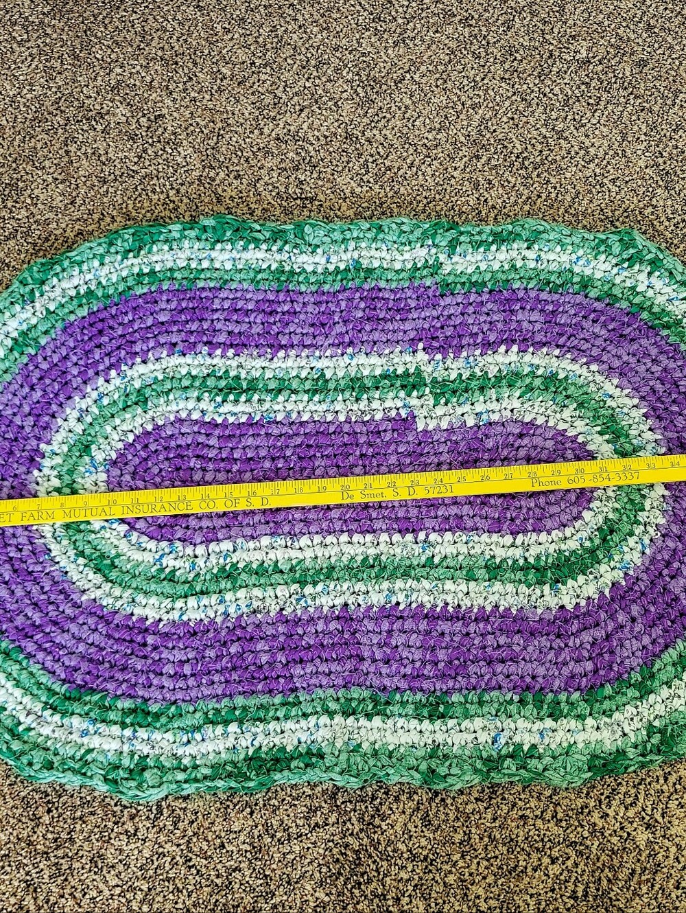 Handcrafted Oval Rug - Purple & Green - Picture 2 of 4